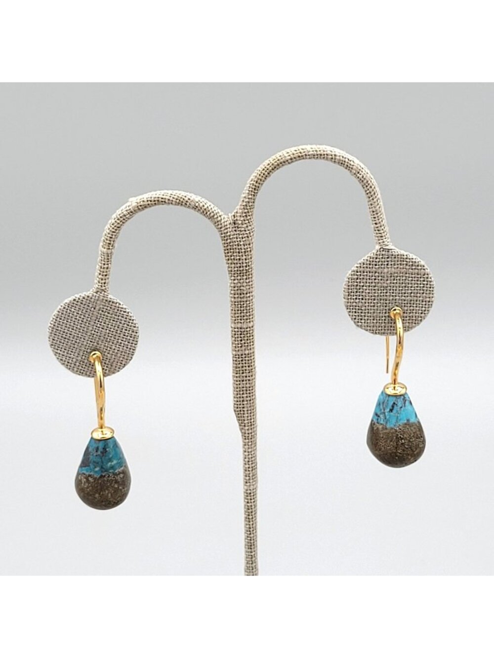 Colleen Lopez Sterling Silver Nugget Turquoise Dangle Earrings Goldclad Finish